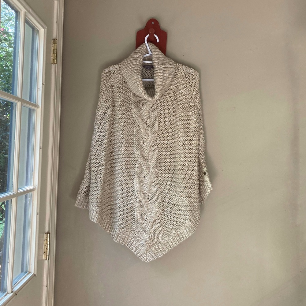 Eddie Bauer Tan Turtleneck Pullover Poncho XS/S